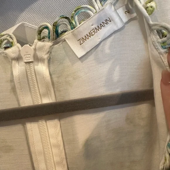 Rare! Zimmermann Whitewave Honeymoon blue and Green Embroidered Dress Size 2 - Picture 7 of 10